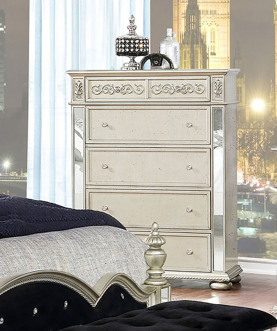 Heidi 5-drawer Bedroom Chest Metallic Platinum