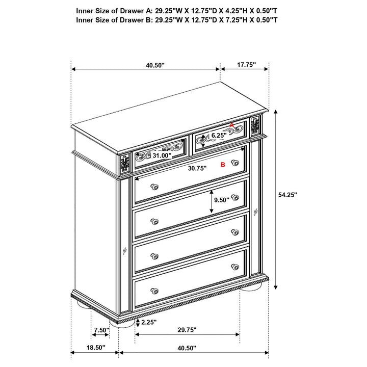 Heidi 5-drawer Bedroom Chest Metallic Platinum