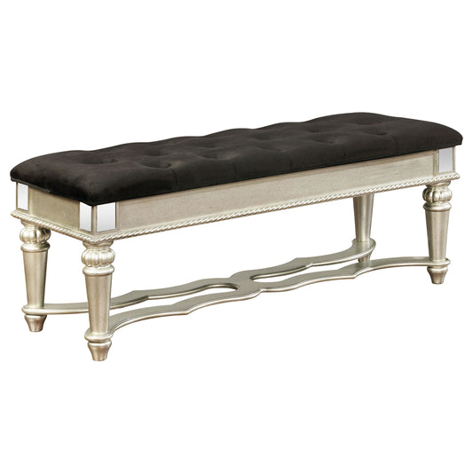 Heidi Upholstered Bench Metallic Platinum