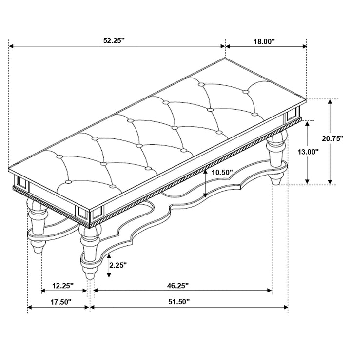 Heidi Upholstered Bench Metallic Platinum