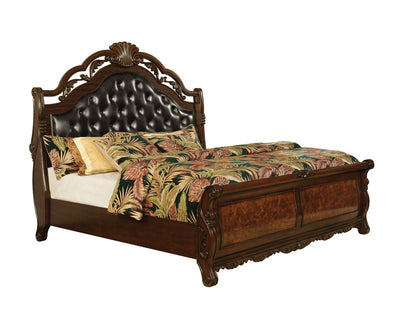 Exeter Wood California King Sleigh Bed Dark Burl