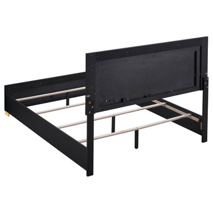 Marceline Wood Eastern King LED Panel Bed Black