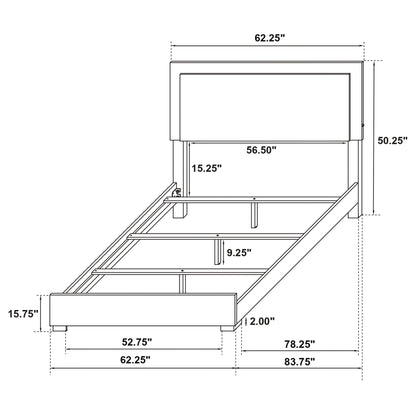 Marceline Wood Queen LED Panel Bed Black