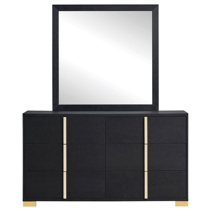 Marceline 6-drawer Dresser with Mirror Black