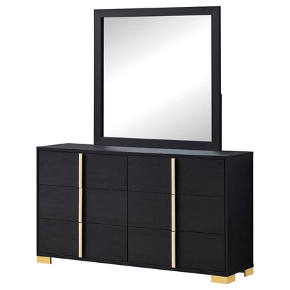 Marceline 6-drawer Dresser with Mirror Black