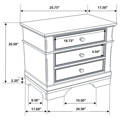 Manchester 3-drawer Nightstand Wheat Brown