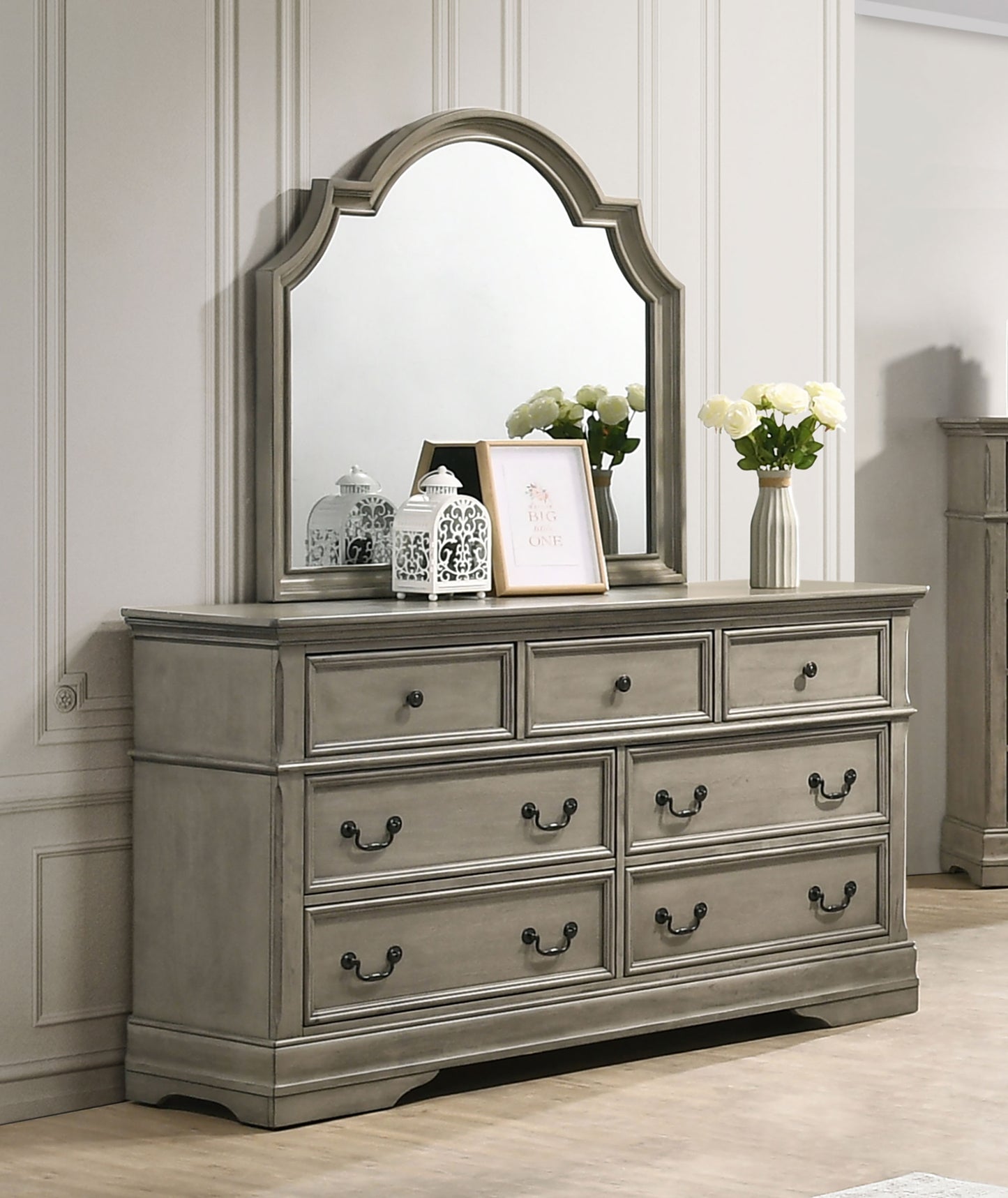 Manchester 7-drawer Dresser with Mirror Wheat Brown