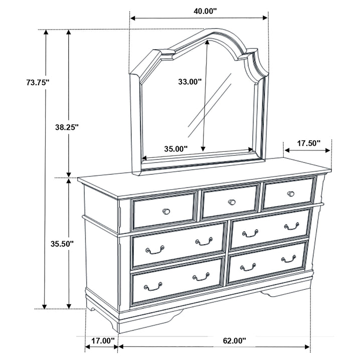 Manchester 7-drawer Dresser with Mirror Wheat Brown