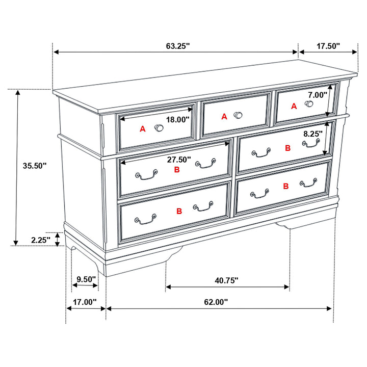 Manchester 7-drawer Dresser Wheat Brown