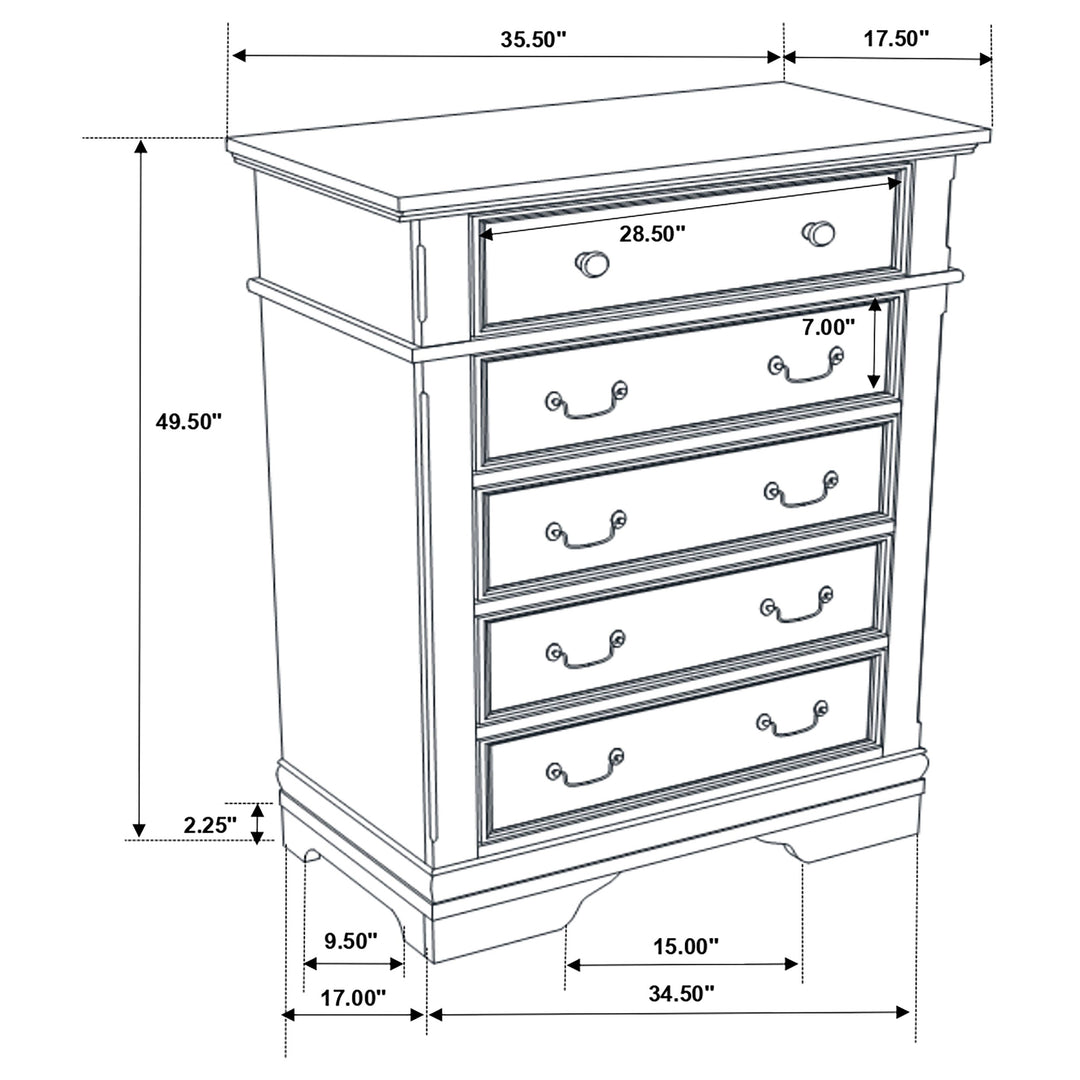 Manchester 5-drawer Bedroom Chest Wheat Brown