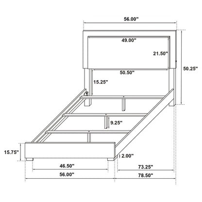 Marceline Wood Full LED Panel Bed White