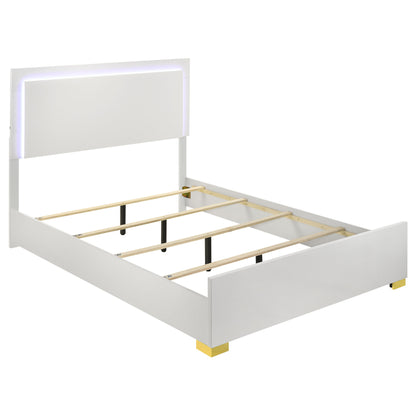 Marceline Wood Eastern King LED Panel Bed White