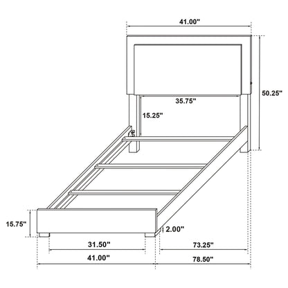 Marceline Wood Twin LED Panel Bed White