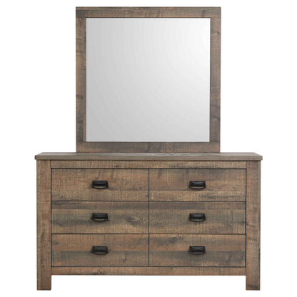 Frederick 6-drawer Dresser with Mirror Weathered Oak