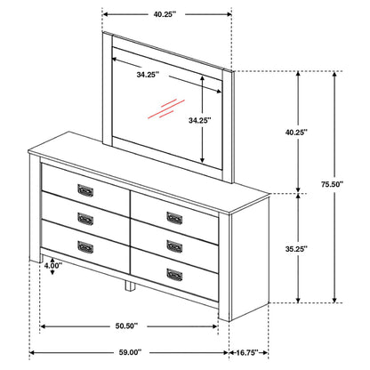 Frederick 6-drawer Dresser with Mirror Weathered Oak