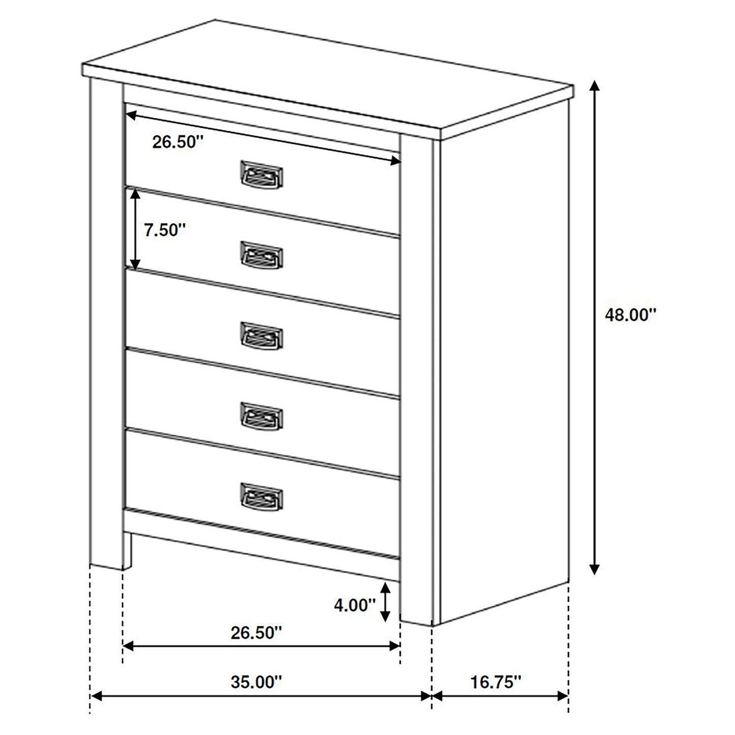 Frederick 5-drawer Bedroom Chest Weathered Oak