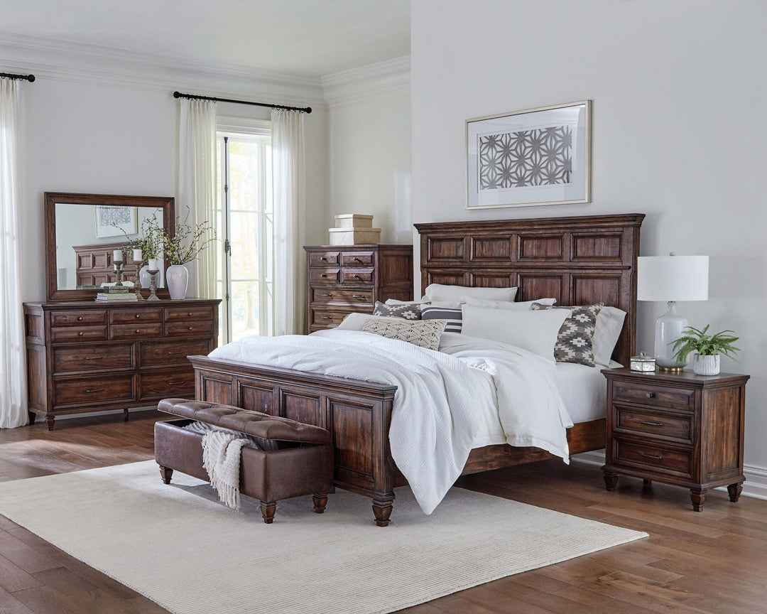 Avenue Wood California King Panel Bed Weathered Brown