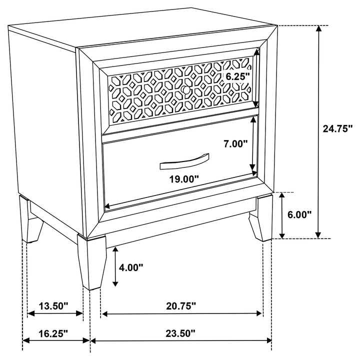 Valencia 2-drawer Nightstand Black