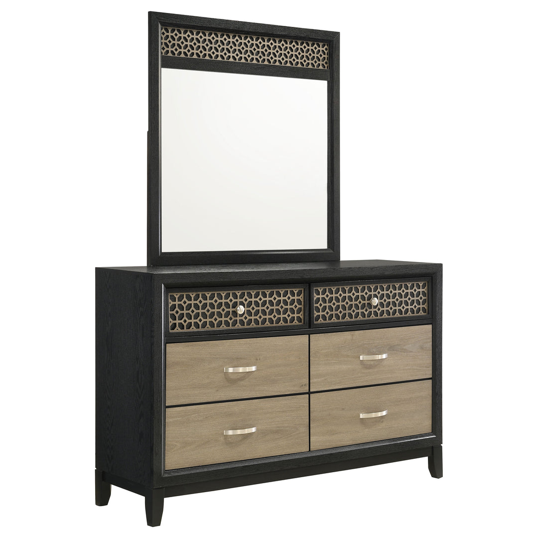 Valencia 6-drawer Dresser with Mirror Black