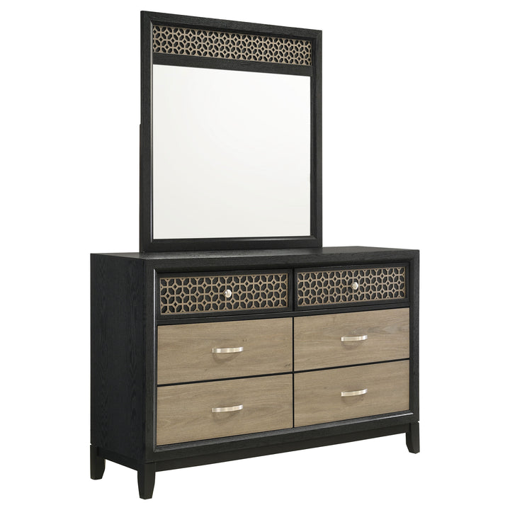 Valencia 6-drawer Dresser with Mirror Black