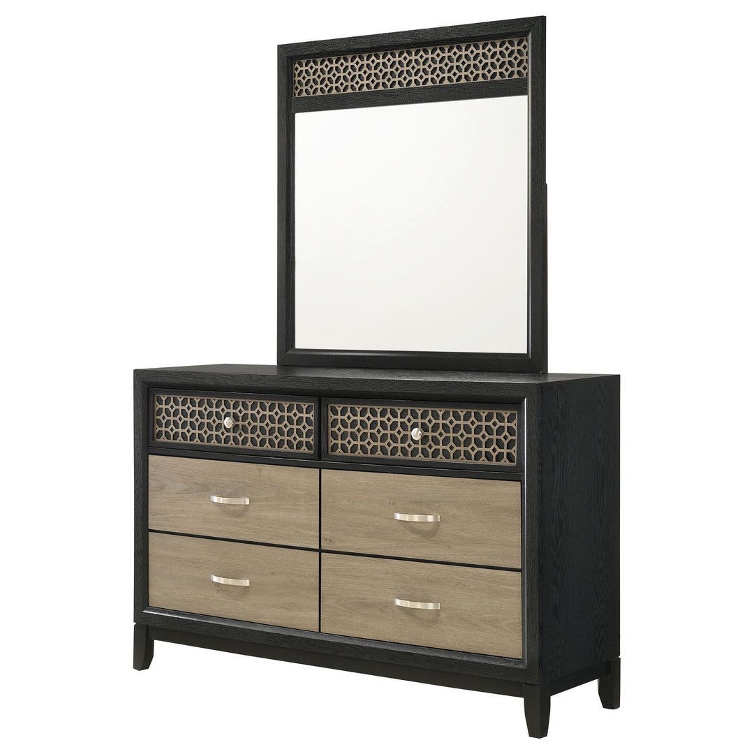 Valencia 6-drawer Dresser with Mirror Black