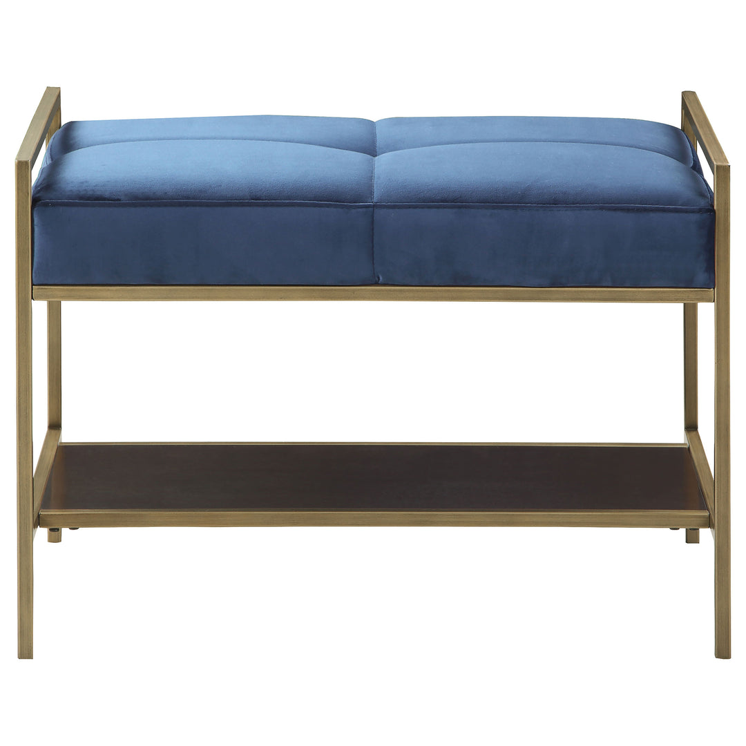 Maria Upholstered Stool Navy Blue and Gold