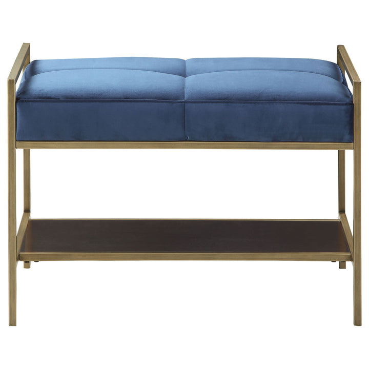 Maria Upholstered Stool Navy Blue and Gold