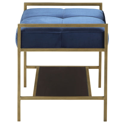 Maria Upholstered Stool Navy Blue and Gold