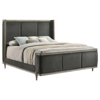 Alderwood Upholstered California King Wingback Bed Grey