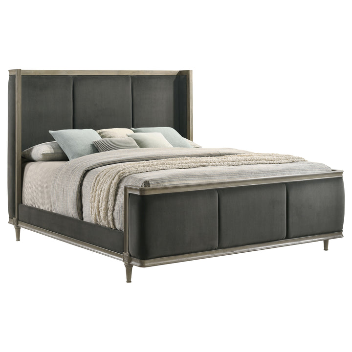 Alderwood Upholstered Queen Wingback Bed French Grey