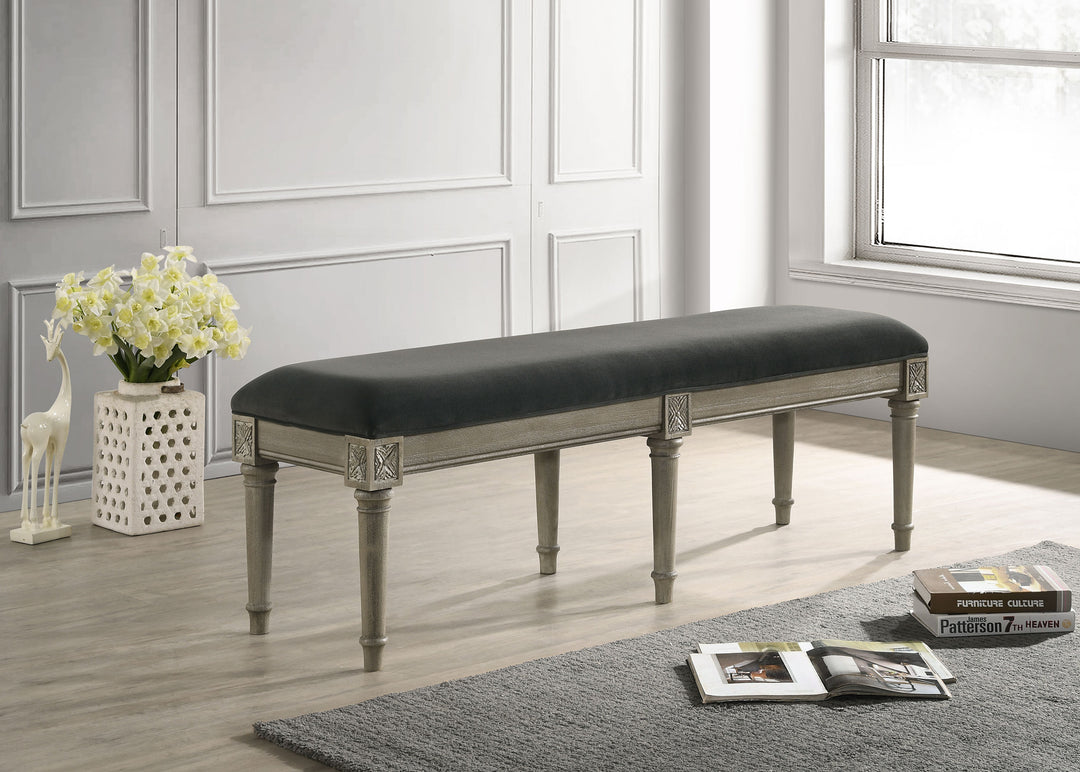 Alderwood Upholstered Bench French Grey