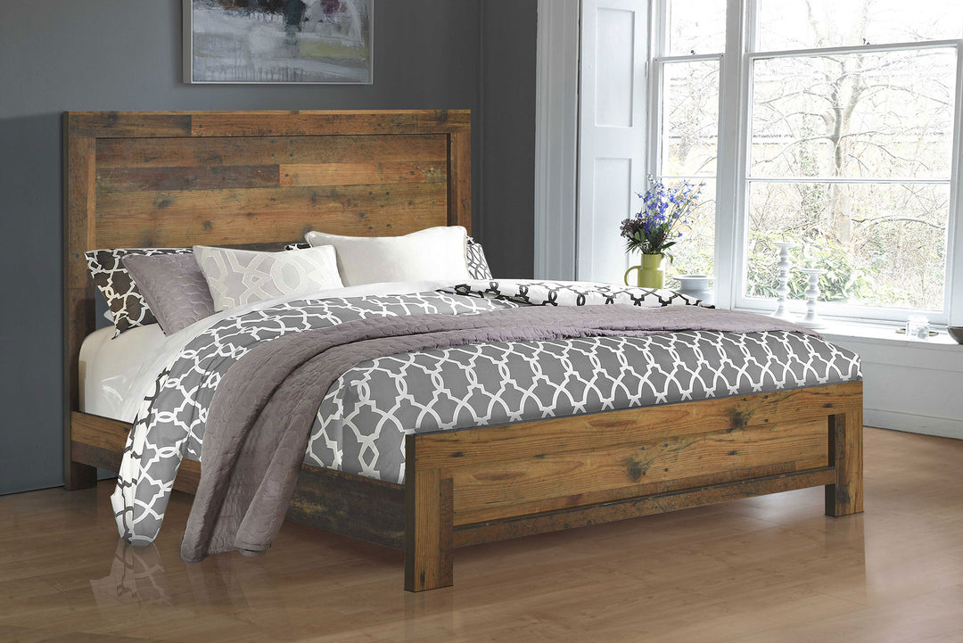 Sidney Wood Eastern King Panel Bed Rustic Pine