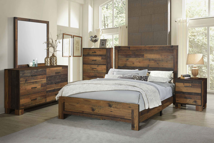 Sidney Wood Eastern King Panel Bed Rustic Pine