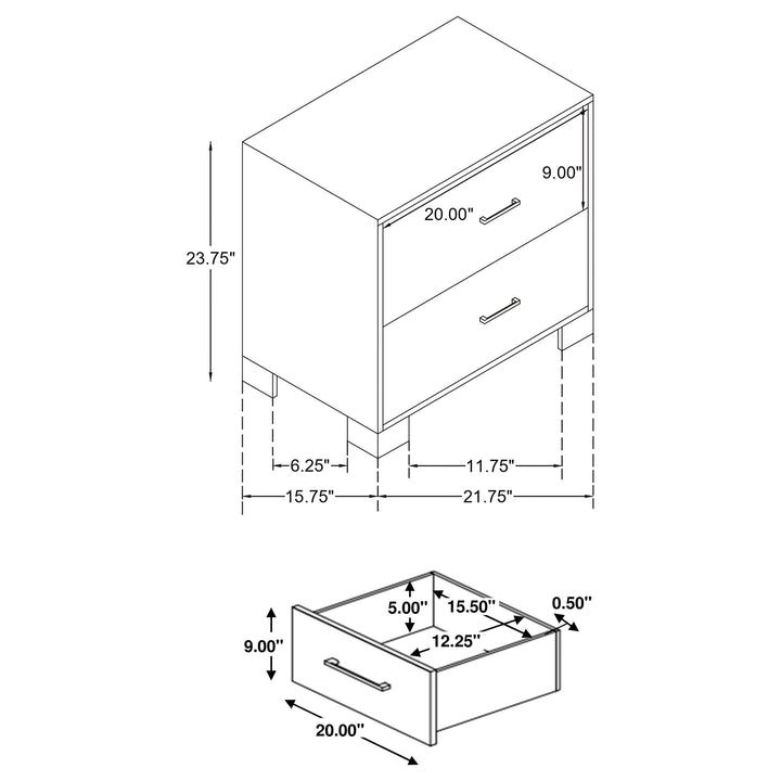 Sidney 2-drawer Nightstand Rustic Pine