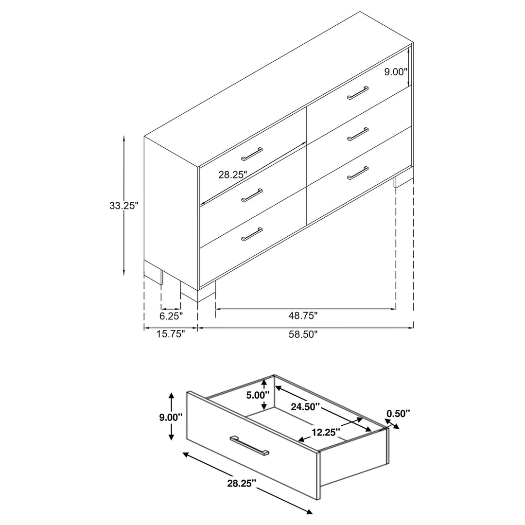 Sidney 6-drawer Dresser Rustic Pine