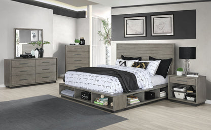 Derbyshire Wood California King Storage Panel Bed Grey Oak