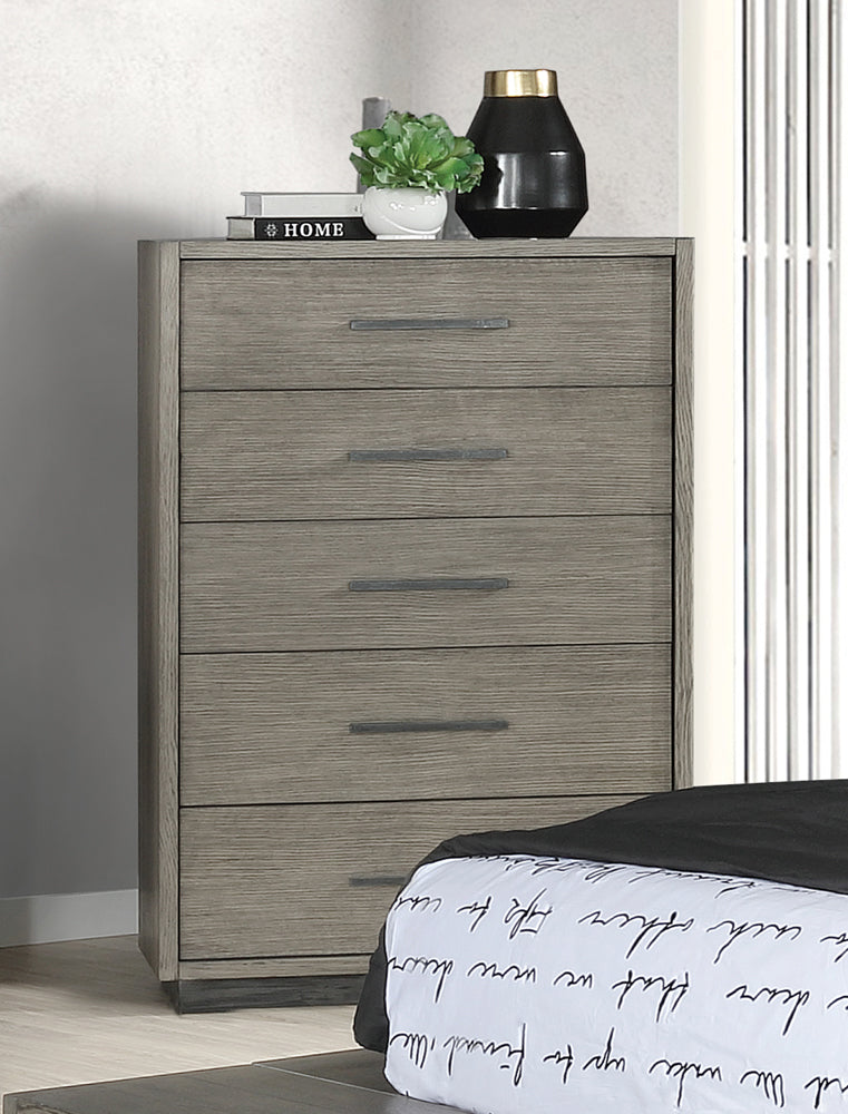 Derbyshire 5-drawer Bedroom Chest Grey Oak