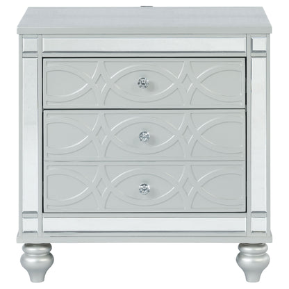 Gunnison 2-drawer Nightstand Silver Metallic