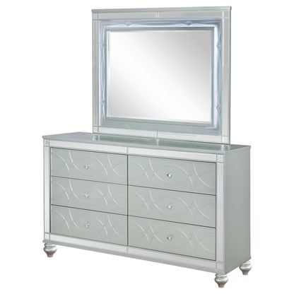 Gunnison 6-drawer Dresser with Mirror Silver Metallic