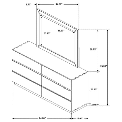 Winslow 6-drawer Dresser with Mirror Smokey Walnut