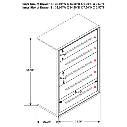 Durango 5-drawer Bedroom Chest Smoked Peppercorn