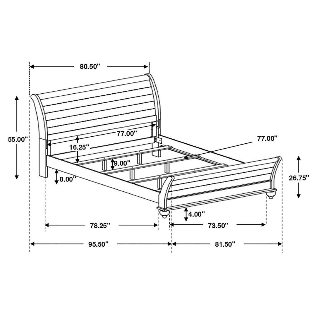 Stillwood Wood Eastern King Sleigh Bed Vintage Linen