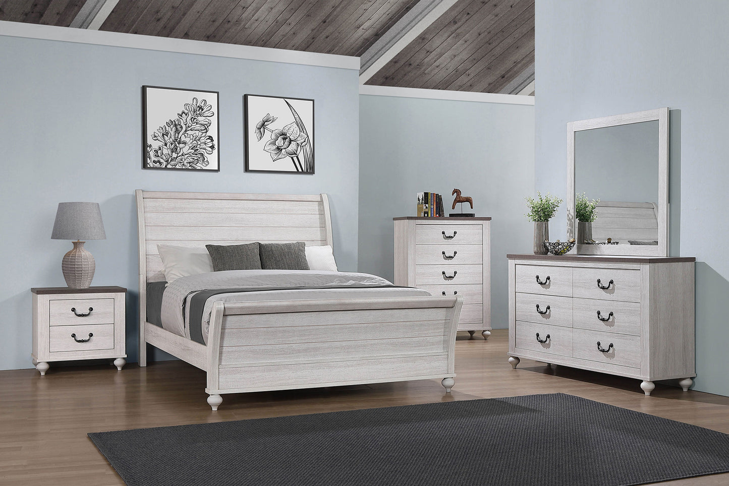 Stillwood 5-piece California King Bedroom Set Vintage Linen