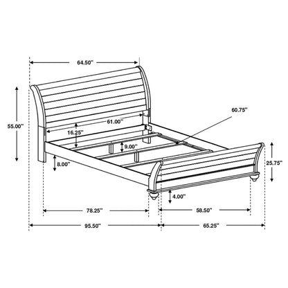 Stillwood Wood Queen Sleigh Bed Vintage Linen