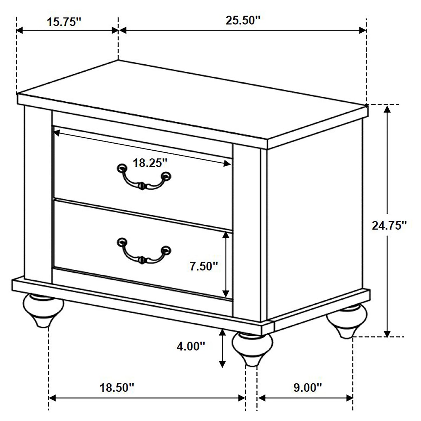 Stillwood 2-drawer Nightstand Vintage Linen