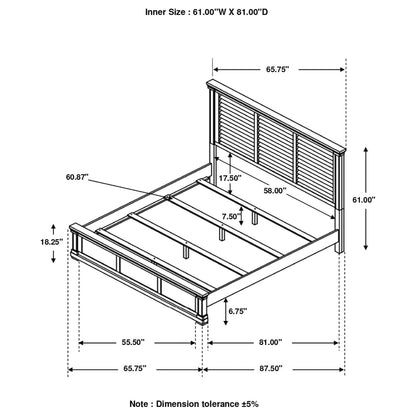 Hillcrest Wood Queen Panel Bed Distressed White