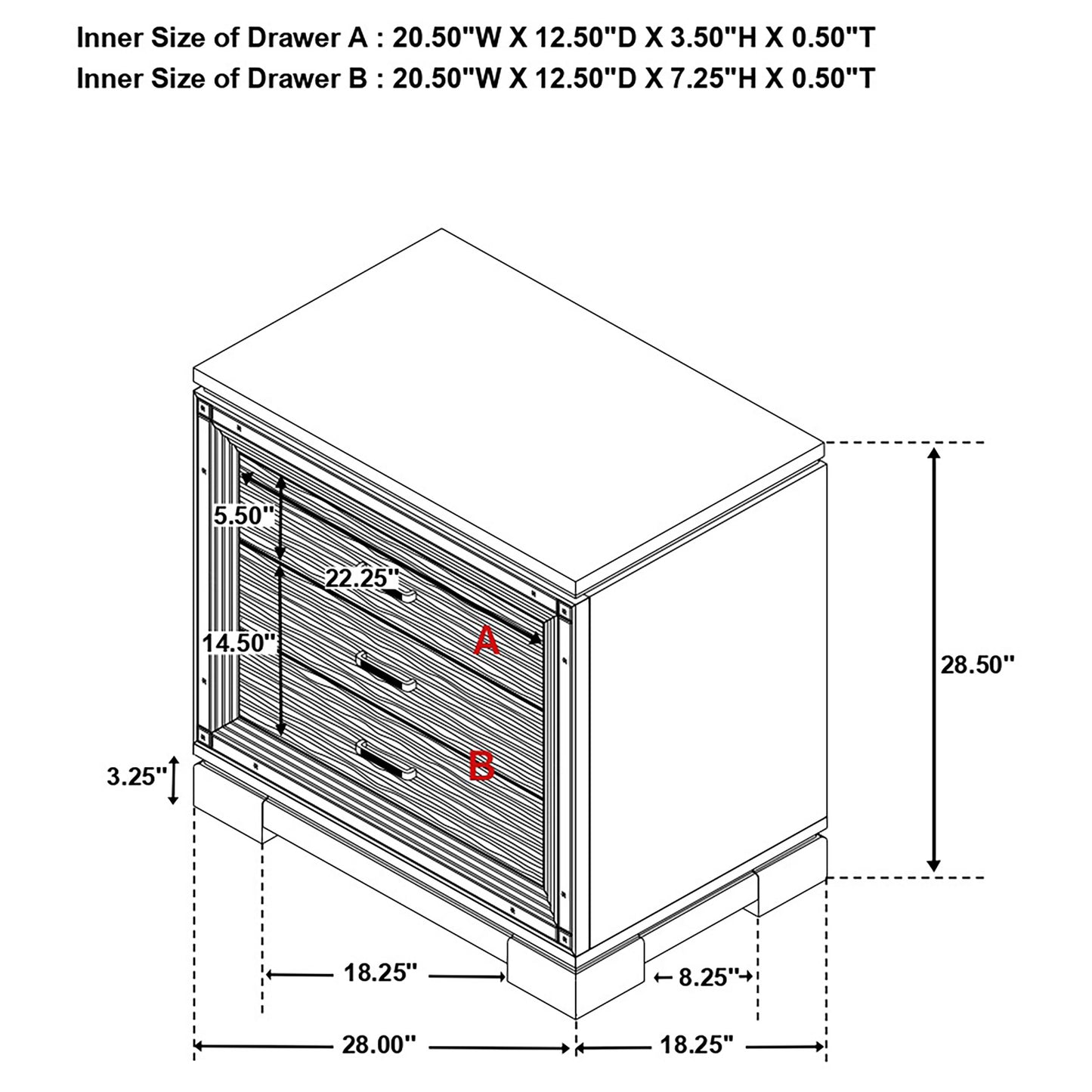 Cappola 2-drawer Nightstand Black