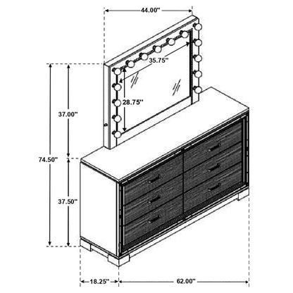 Cappola 6-drawer Dresser with Mirror Black