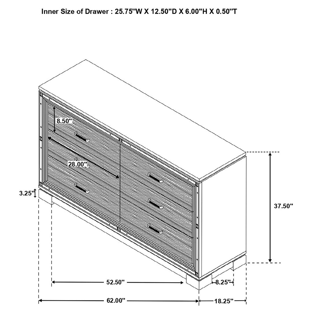 Cappola 6-drawer Dresser Black