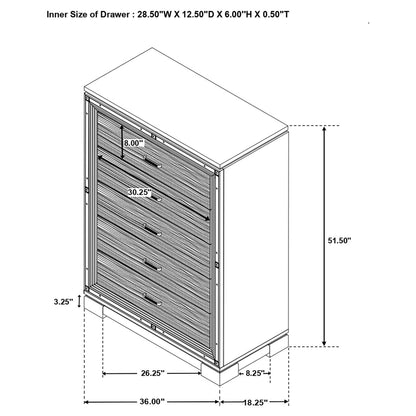 Cappola 5-drawer Bedroom Chest Black